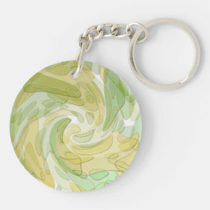Porte-clés Art abstrait jaune vert tourbillonnant