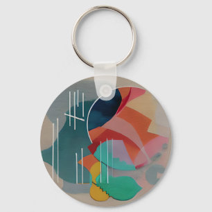 Porte-clés Art abstrait minimaliste rétro