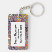 Porte-clés Art Abstrait moderne rouge jaune noir (Dos)