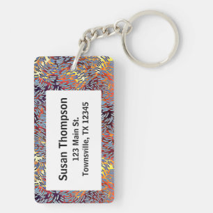 Porte-clés Art Abstrait moderne rouge jaune noir