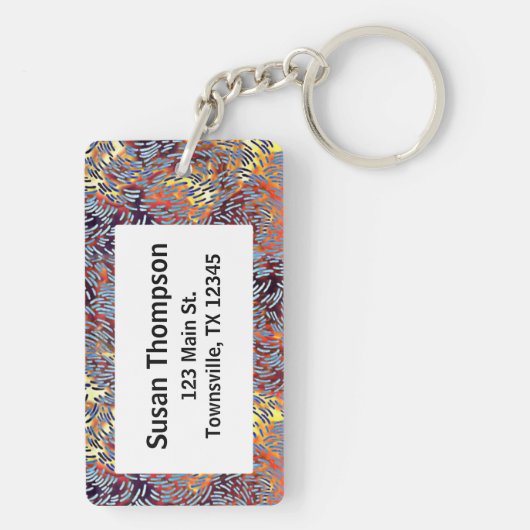 Porte-clés Art Abstrait moderne rouge jaune noir (Dos)