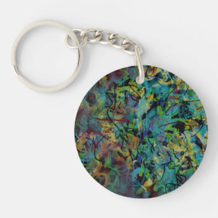 Porte-clés Art abstrait multicolore griffonné