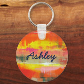 Porte-clés Art Abstrait personnalisé rouge orange jaune (Recto)