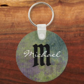 Porte-clés Art Abstrait personnalisé violet bleu moderne (Recto)