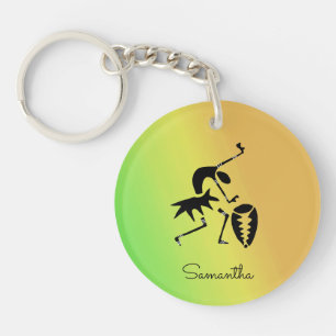 Porte-clés Art Africain, Coloré, Super Danseur Silhouette