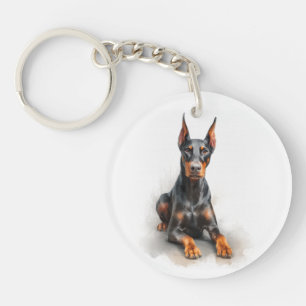 Porte-clés Art aquarelle Doberman
