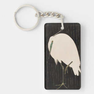 Porte-clés Art blanc de grue d'ukiyo-e japonais vintage