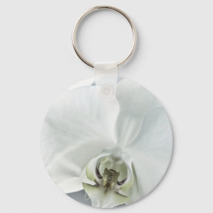 Porte-clés Art botanique de l'orchidée blanche élégante