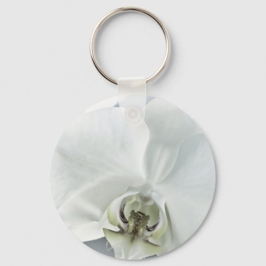 Porte-clés Art botanique de l'orchidée blanche élégante (Recto)