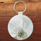 Porte-clés Art botanique de l'orchidée blanche élégante (Recto)