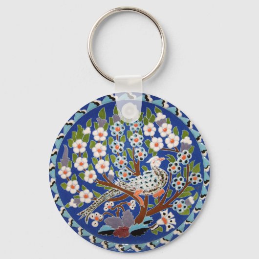 Porte-clés Art Carrelage Peacock Floral (Recto)