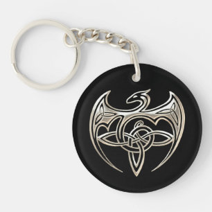 Porte-clés Art Célèbre De La Trine Du Dragon Argent Et Noir