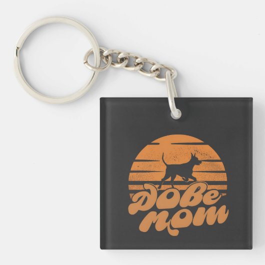 Porte-clés Art Chien Mère Dobe Coucher de Soleil (Devant)