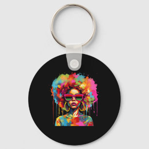 Porte-clés Art coloré Black Queen Afro Melanin Driving Jun
