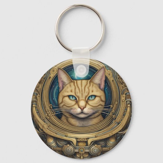 Porte-clés Art cyberpunk astronaute de chat (Recto)