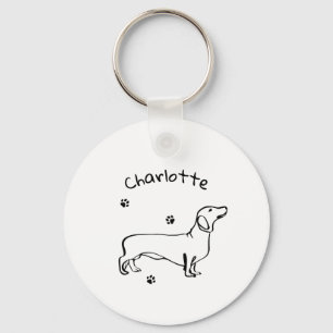 Porte-clés Art Dachshund Minimaliste - Votre texte, votre sty
