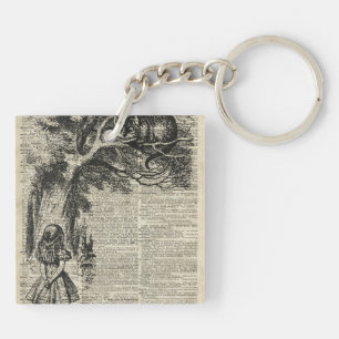 Porte-clés Art d'Alice et de pochoir de Cheshire à la page de