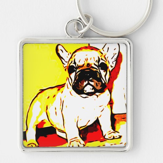Porte-clés Art de bouledogue français (Devant)