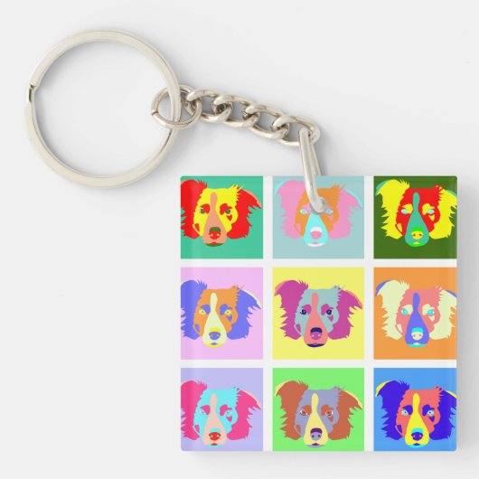 Porte-clés Art de bruit de border collie (Devant)