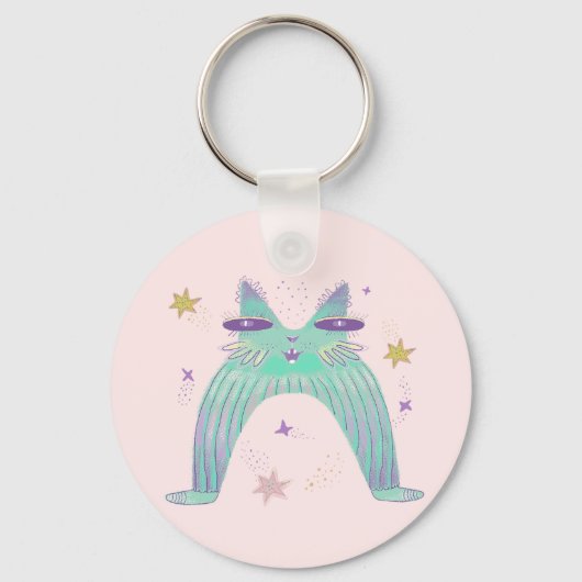 Porte-clés art de chat arc-en-ciel (Recto)