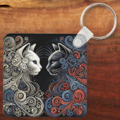 Porte-clés Art de chats abstraits (Verso)