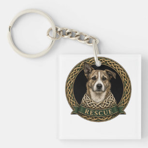 Porte-clés Art de chien de sauvetage en nœud celtique