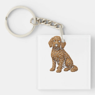 Porte-clés Art de chien Goldendoodle tissé en nœud celtique