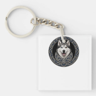 Porte-clés Art de chien Husky Sibérien Nœud Celtique