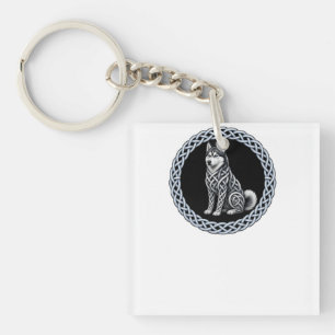 Porte-clés Art de chien Husky Sibérien Nœud Celtique