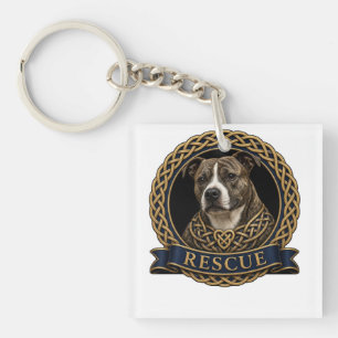 Porte-clés Art de chien Staffy au nœud celtique