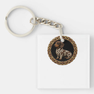 Porte-clés Art de chien teckel Nœud celtique