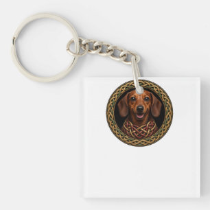 Porte-clés Art de chien teckel Nœud celtique