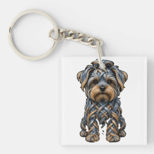Porte-clés Art de chien Yorkiepoo en nœud celtique