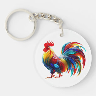 Porte-clés Art de Coq Coloré Vibrant