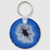 Porte-clés Art de cristal de géode d'agate bleue à bordure do (Verso)