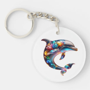 Porte-clés Art de dauphin en verre mignon