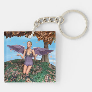 Porte-clés Art de fantaisie d'ange priant violet Automne