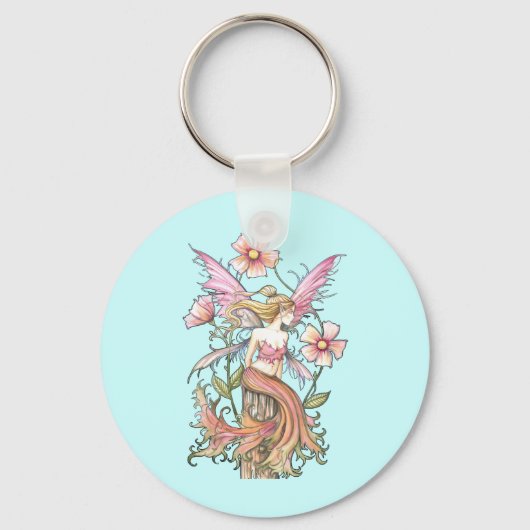Porte-clés Art de Fée de Fleur Rose (Recto)