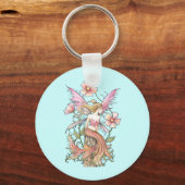 Porte-clés Art de Fée de Fleur Rose (Recto)