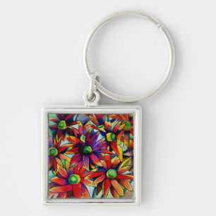 Porte-clés art de fleurs sauvages multicolores Daisy Straw