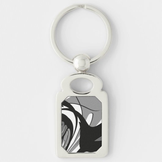 Porte-clés Art de forme noir et blanc (Devant)