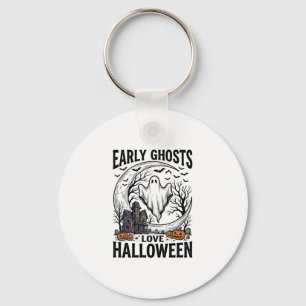 Porte-clés Art de gravure de fantôme de Halloween vintage de