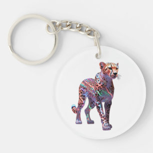 Porte-clés Art de guépard en verre néon – Ani de vitesse éner
