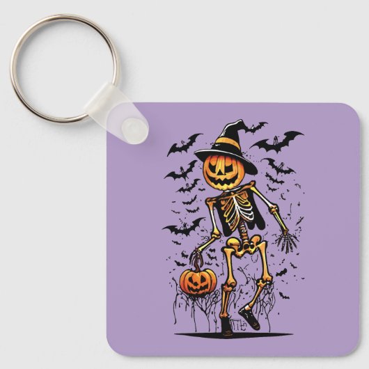 Porte-clés Art de Halloween squelette de citrouille (Recto)