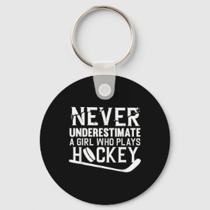 Porte-clés Art de hockey drôle pour filles femmes jouer au ho