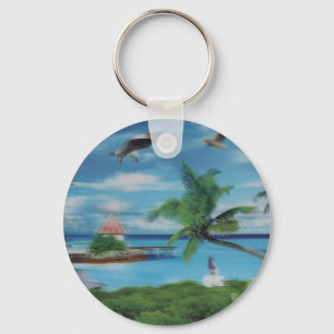 Porte-clés Art de la scène de plage tropicale