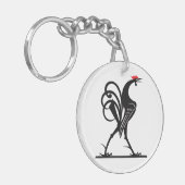 Porte-clés Art de la silhouette de coq abstrait (Devant gauche)