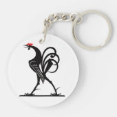 Porte-clés Art de la silhouette de coq abstrait (Dos)