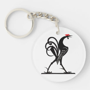 Porte-clés Art de la silhouette de coq abstrait