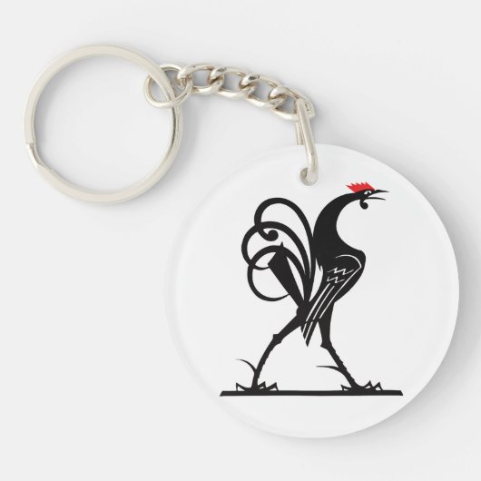 Porte-clés Art de la silhouette de coq abstrait (Devant)